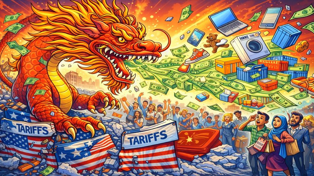 Graphique de l’évolution du surplus commercial chinois face aux barrières tarifaires internationales