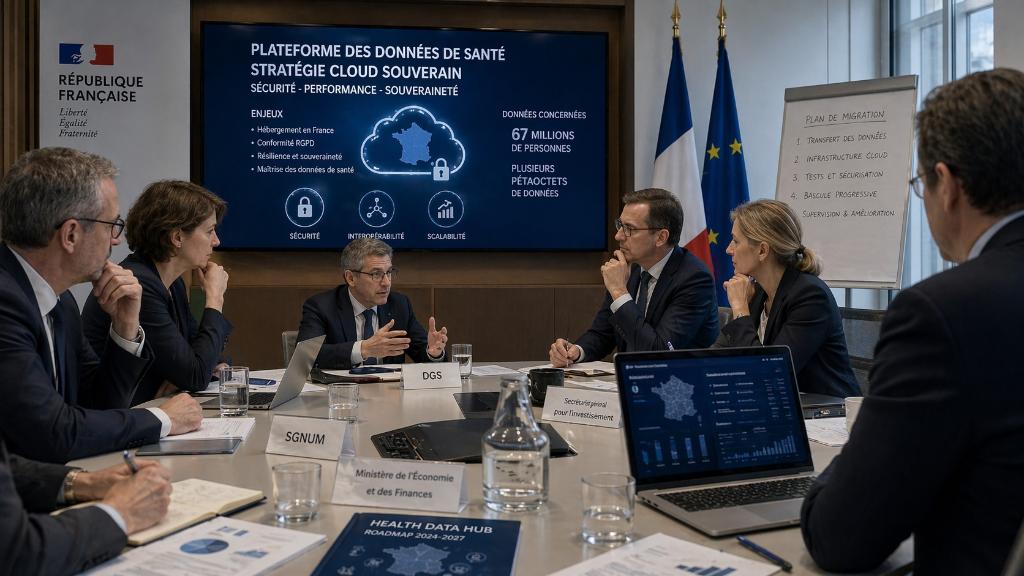 Strategic meeting on health data sovereignty with cloud infrastructure and policy discussions